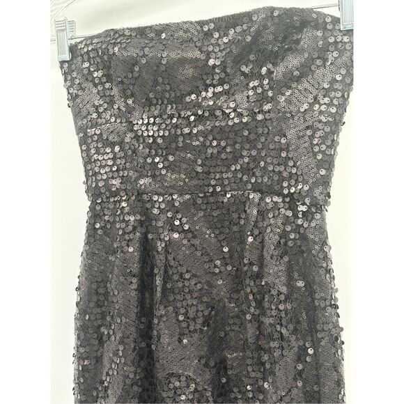BCBG Maxazria Sequin Dress Carole Strapless Women 0 Petite Black Short Party - Picture 4 of 11